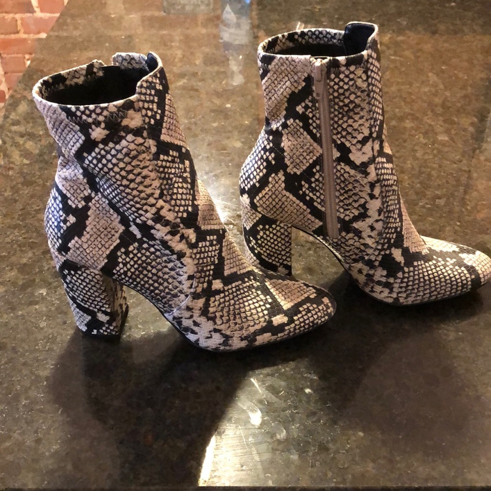 Also snakeskin booties